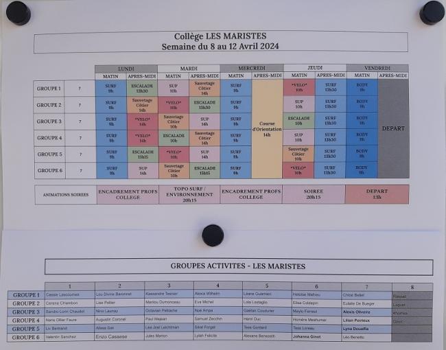 Visuel : Voyage Souston, le planning